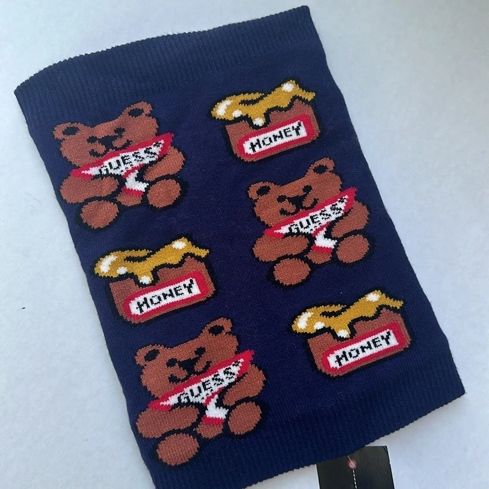Guess Navy Scarf with Bear and Honey Design